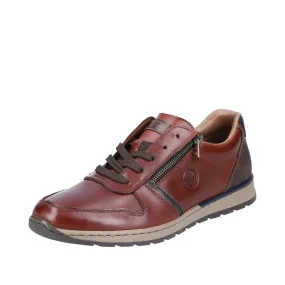Rieker B2112-25 Mens Brown Leather Zip & Lace Shoes