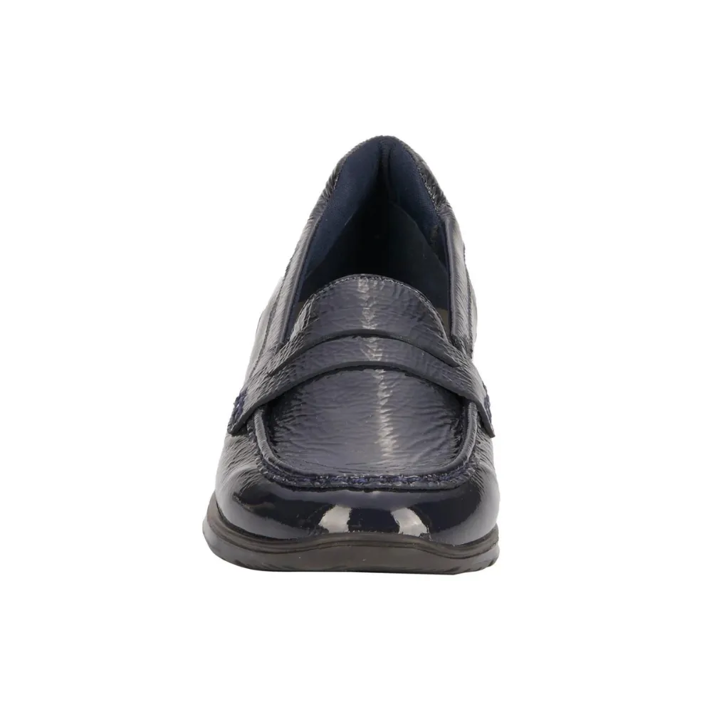 Ros Hommerson Dannon Navy Crinkle Patent Loafer (Women's)