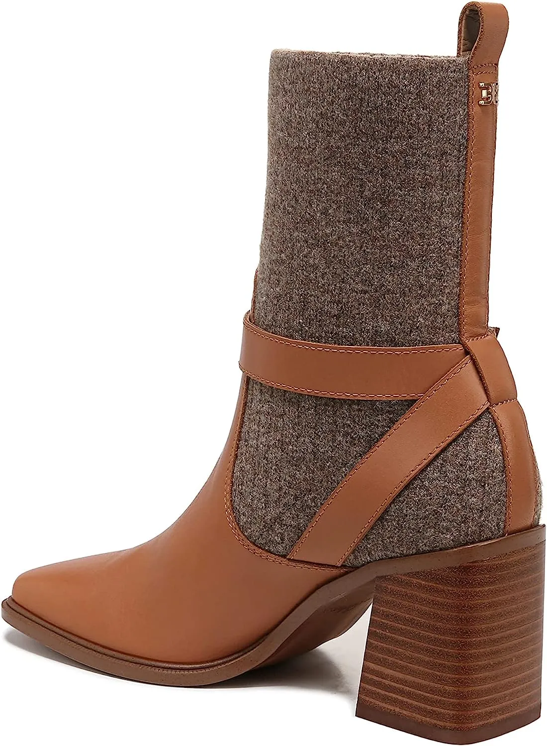 Sam Edelman Marci Lt Cuoio Brown/Praline Buckle Ankle Leather Fabric Booties