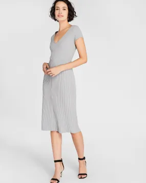 Sleeveless V-Neck Sweater Dress