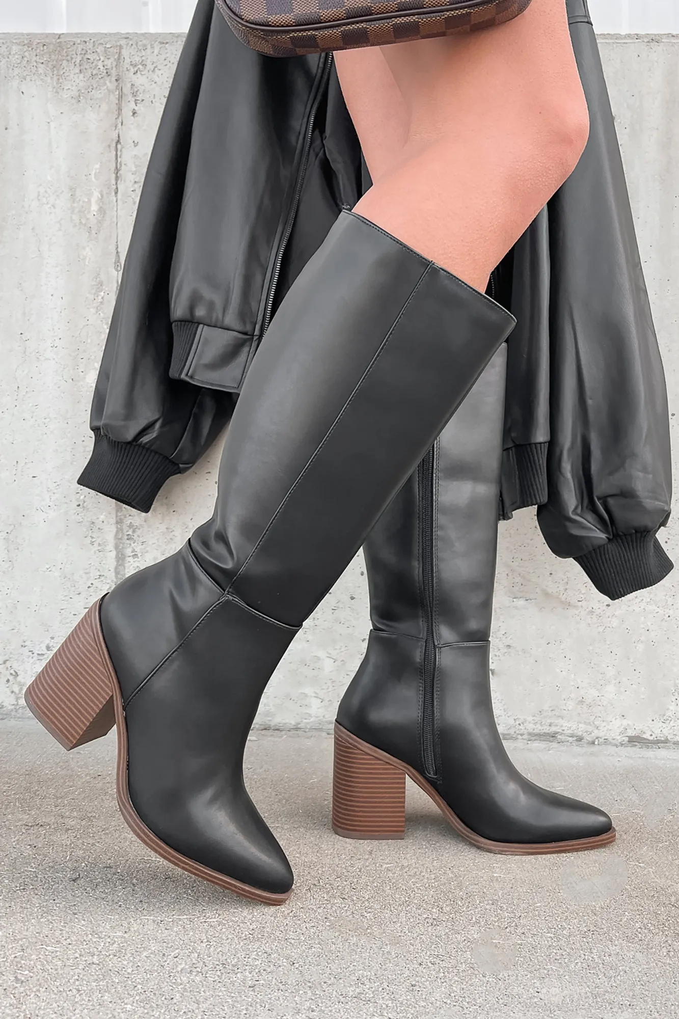 Sophisticated & Cool Faux Leather Tall Boots (Black/Brown)