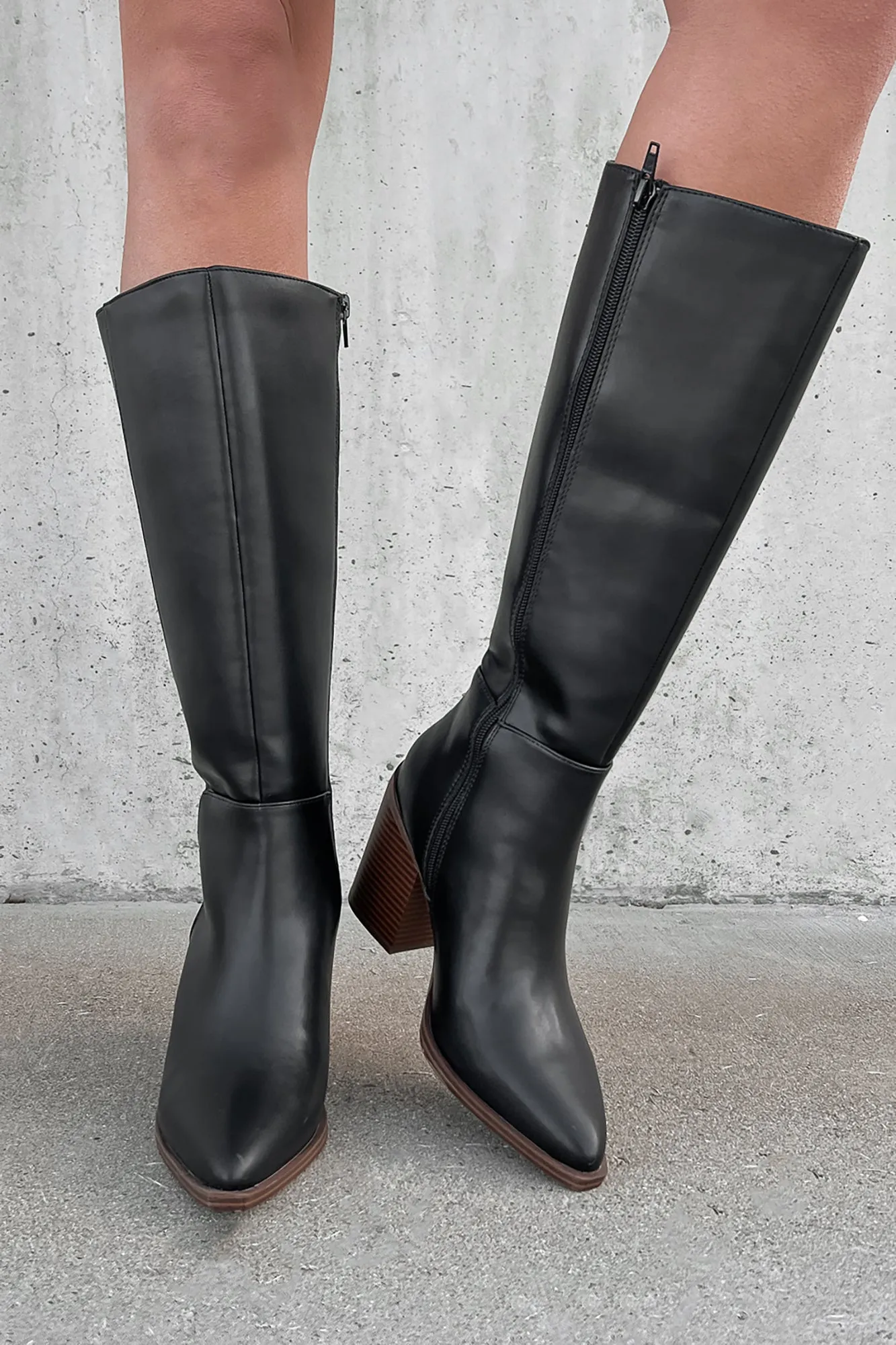 Sophisticated & Cool Faux Leather Tall Boots (Black/Brown)