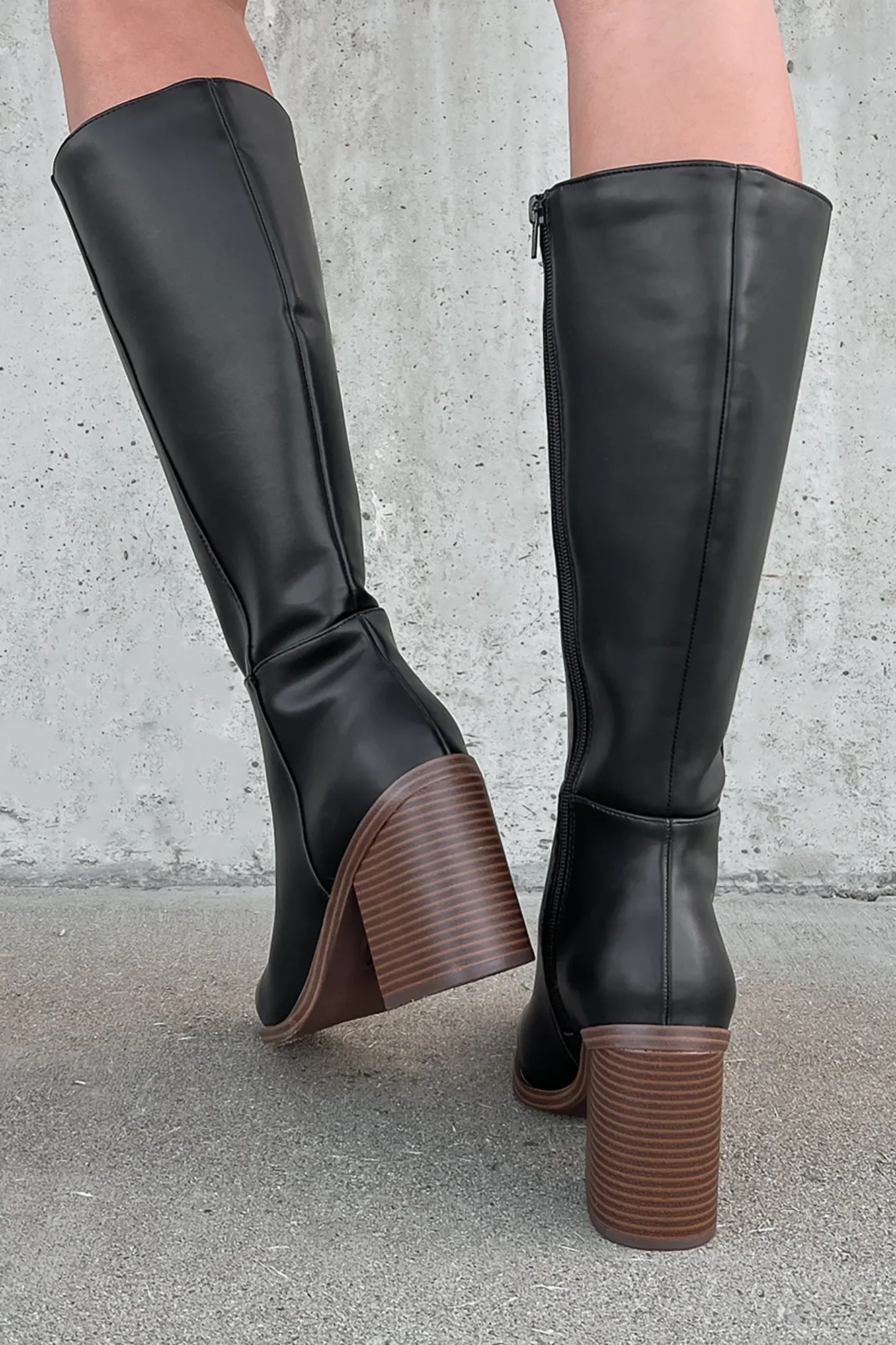 Sophisticated & Cool Faux Leather Tall Boots (Black/Brown)