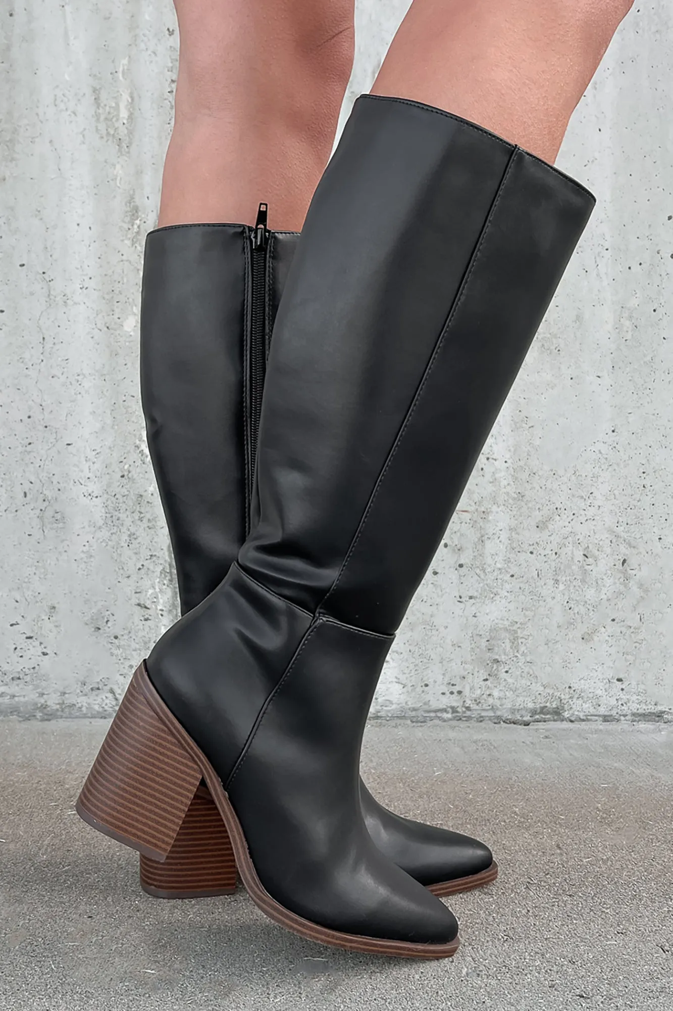 Sophisticated & Cool Faux Leather Tall Boots (Black/Brown)