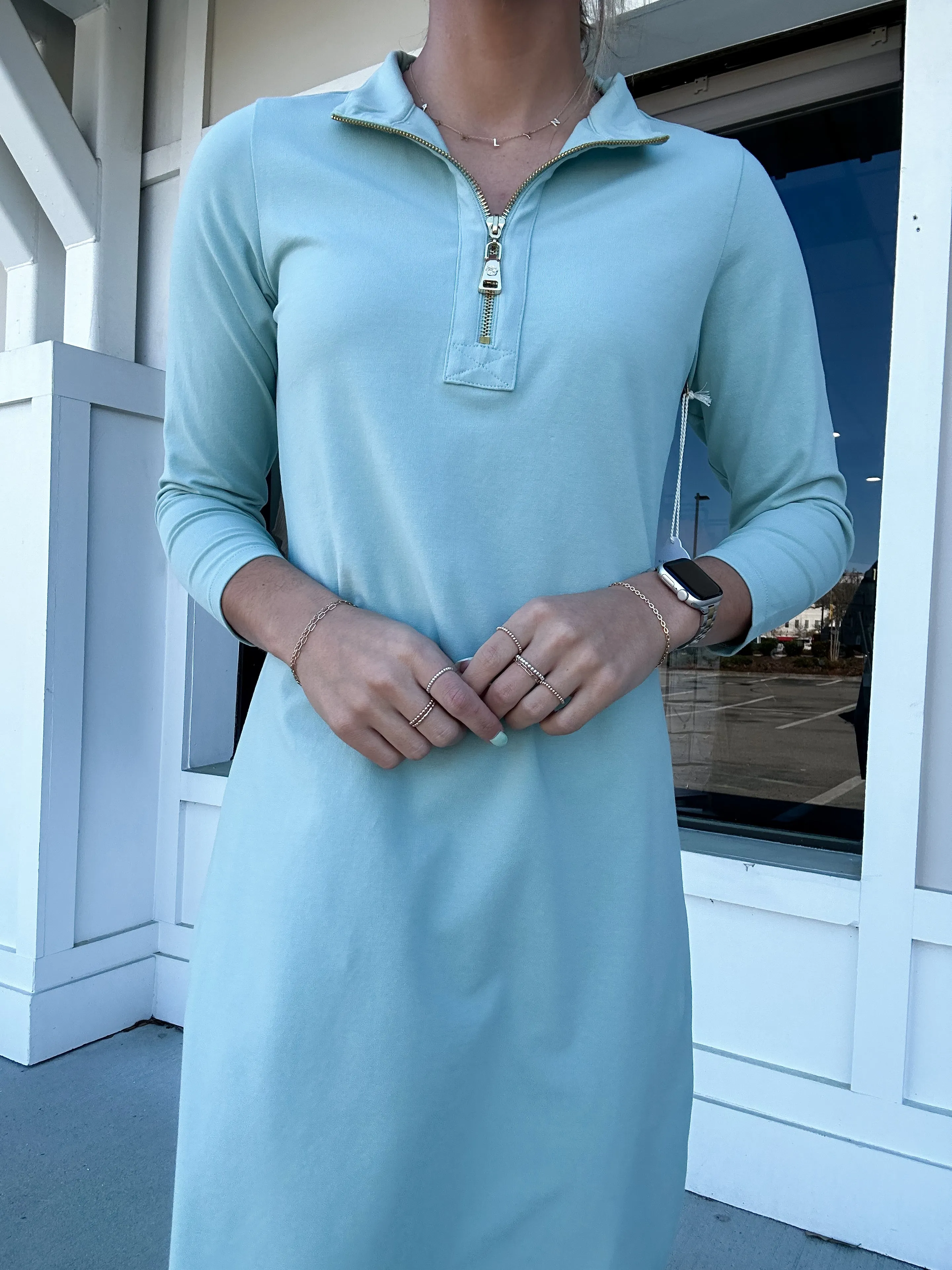 Spartina Nora Half-Zip Dress Blue Surf