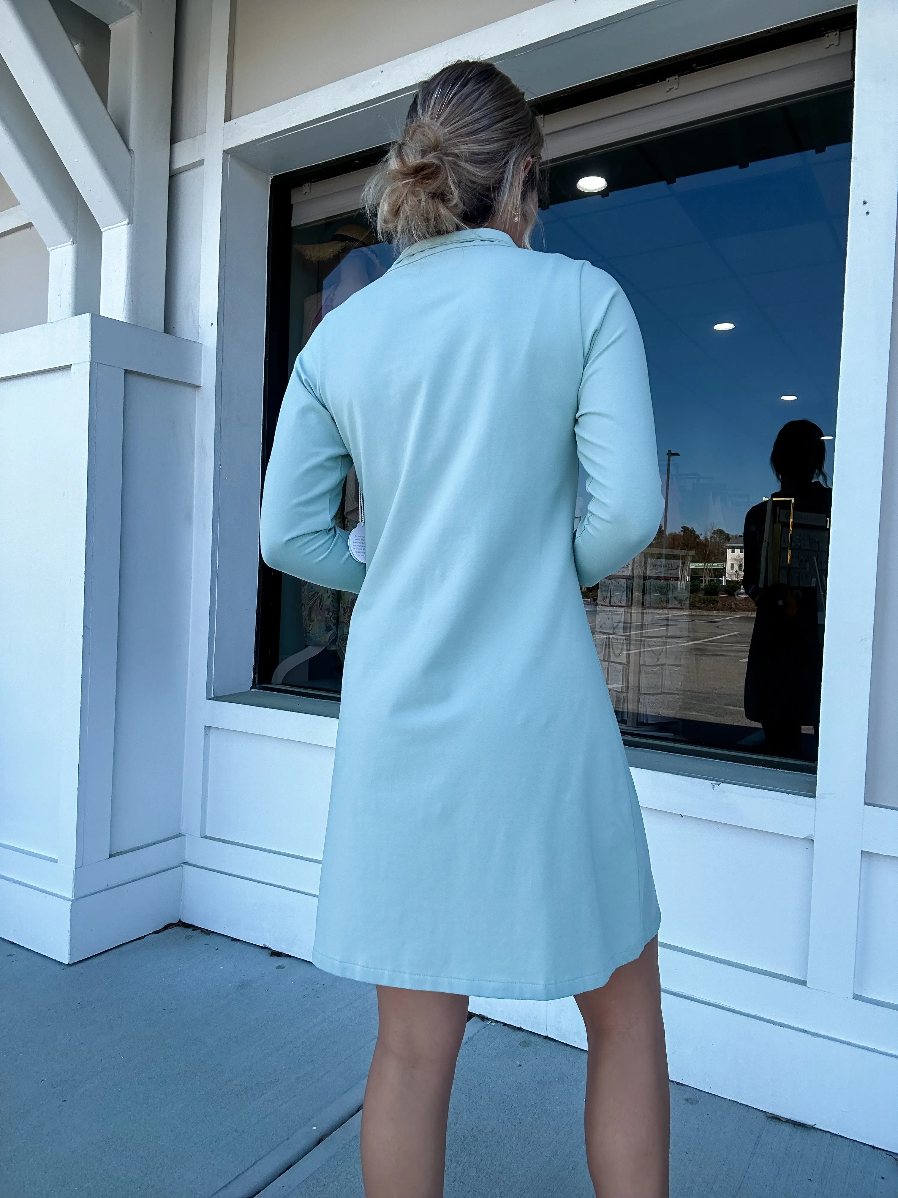 Spartina Nora Half-Zip Dress Blue Surf