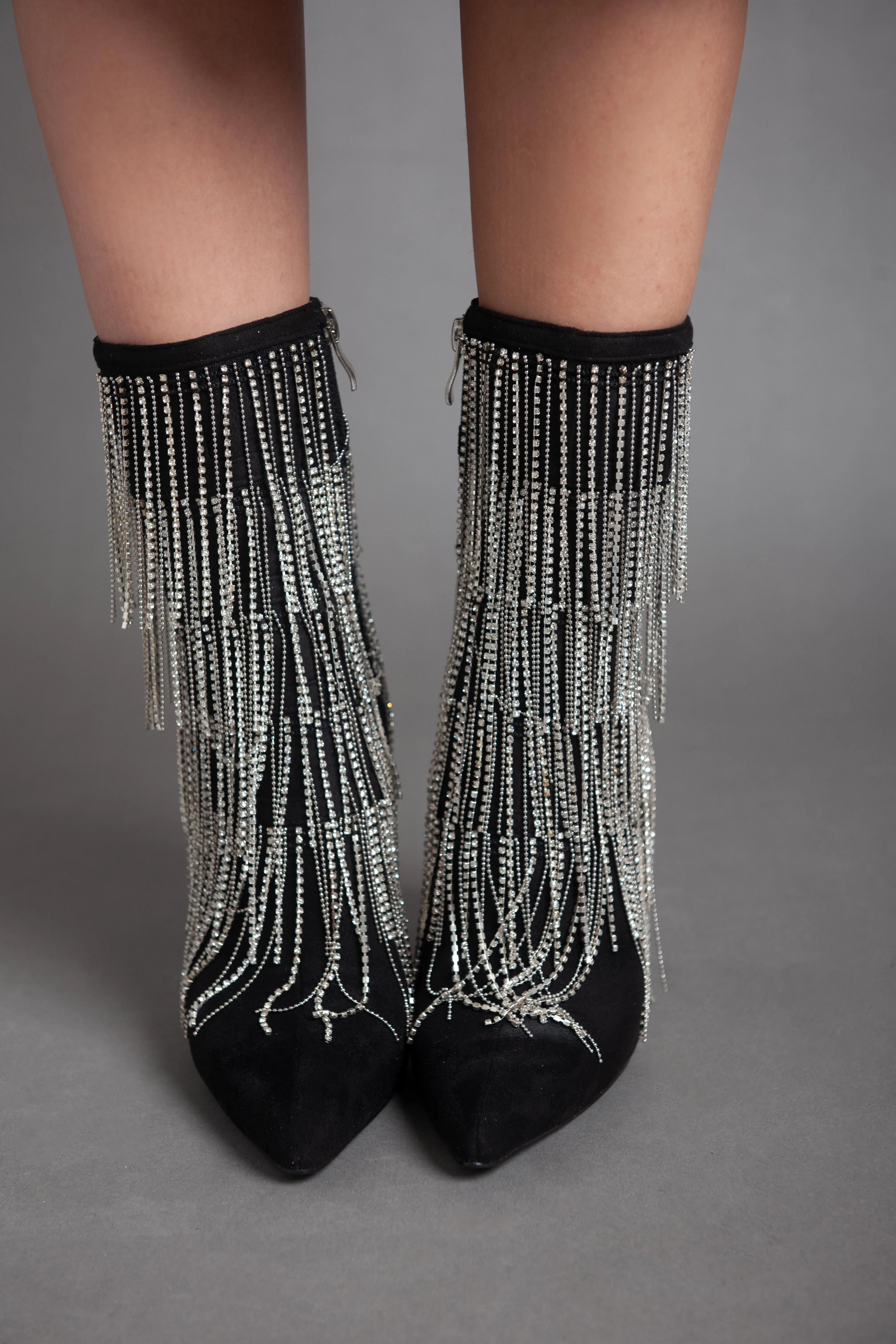 Strass High Heel - Half Boot - Black