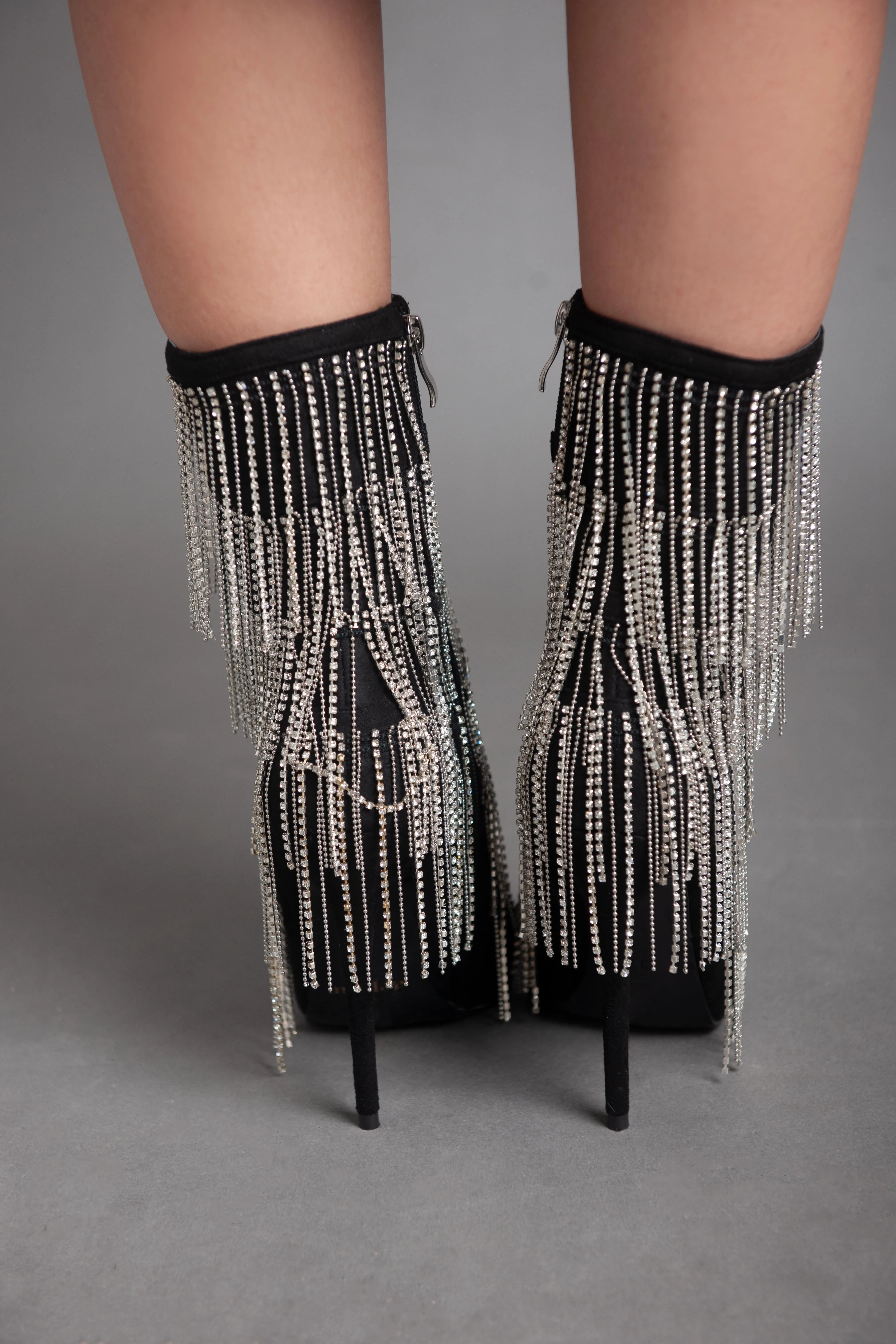 Strass High Heel - Half Boot - Black