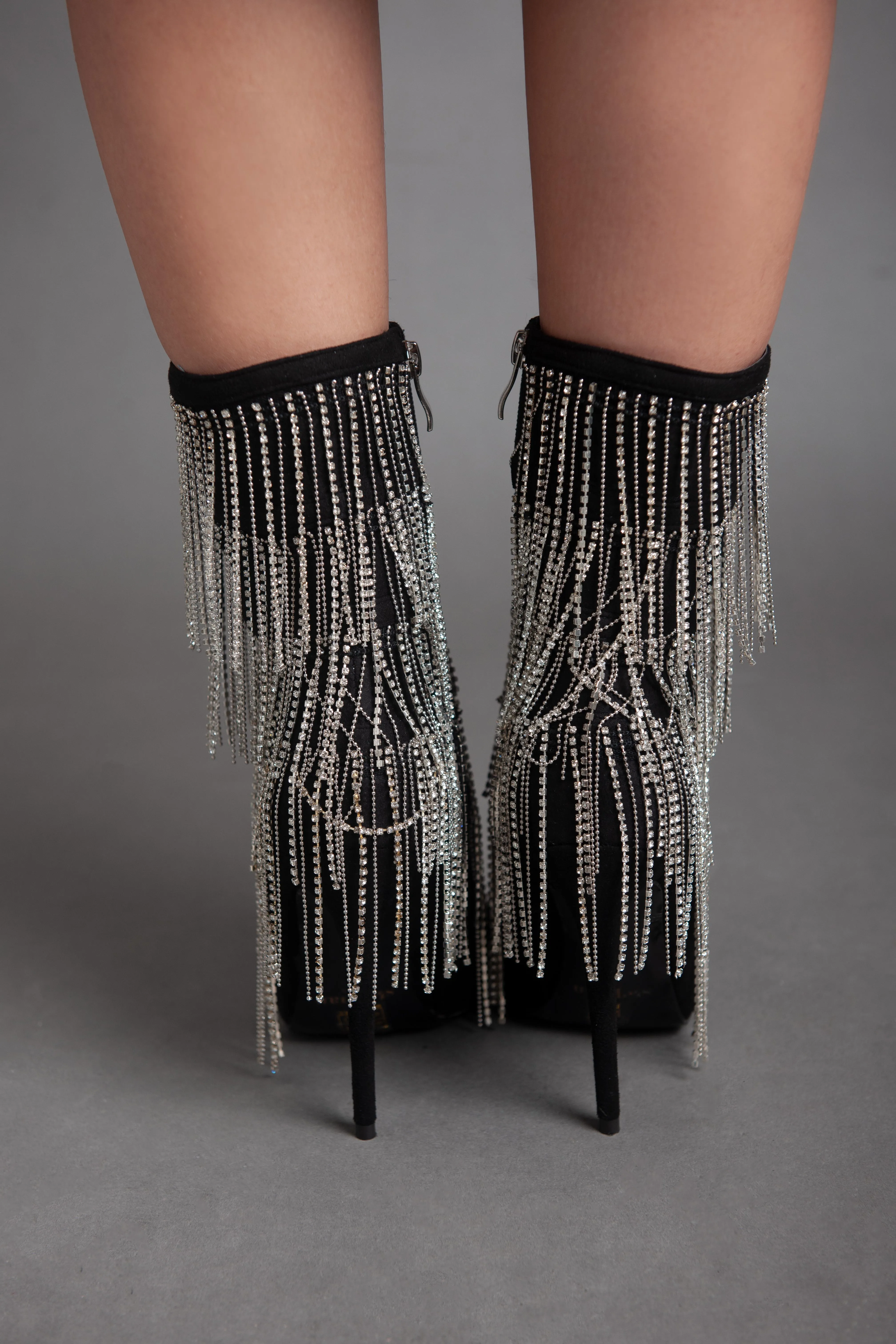 Strass High Heel - Half Boot - Black