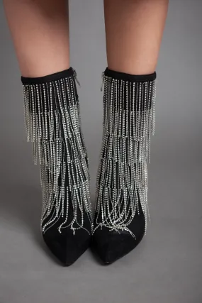 Strass High Heel - Half Boot - Black