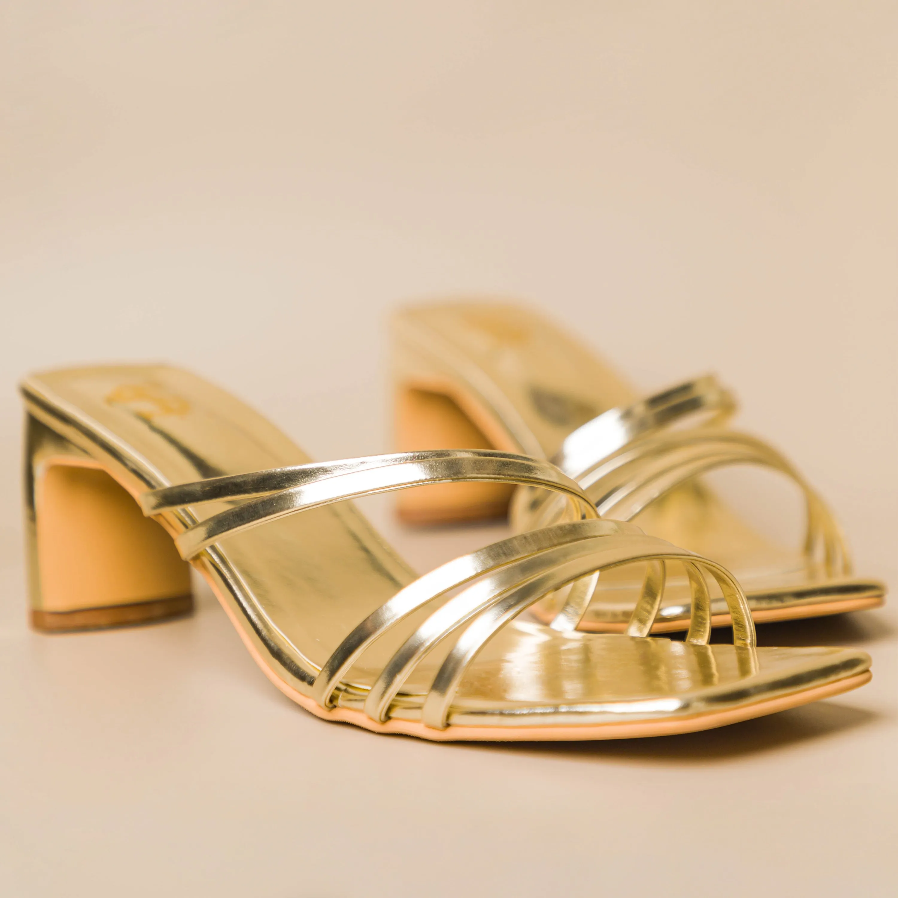 Subtle Light Gold Strappy heels