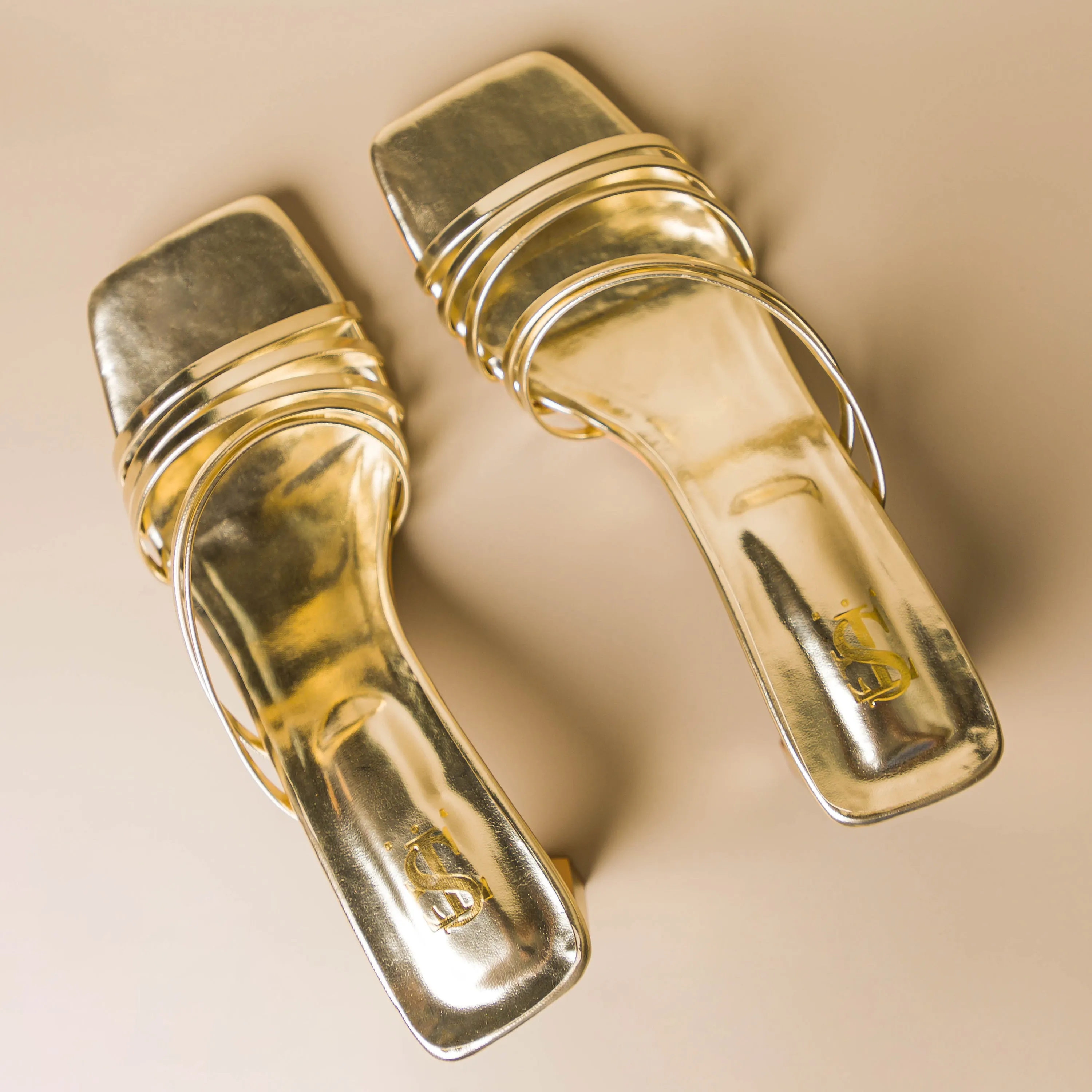 Subtle Light Gold Strappy heels