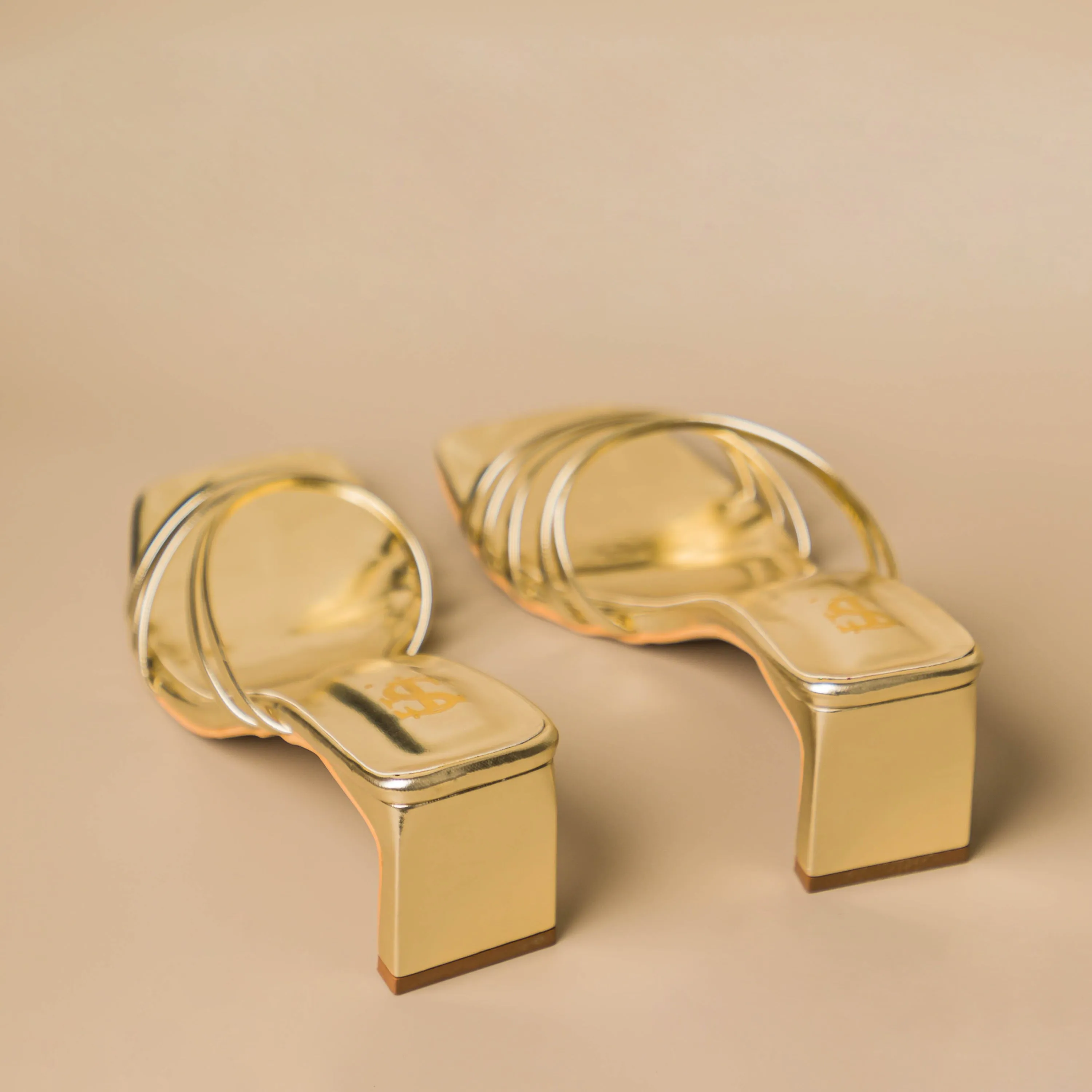 Subtle Light Gold Strappy heels