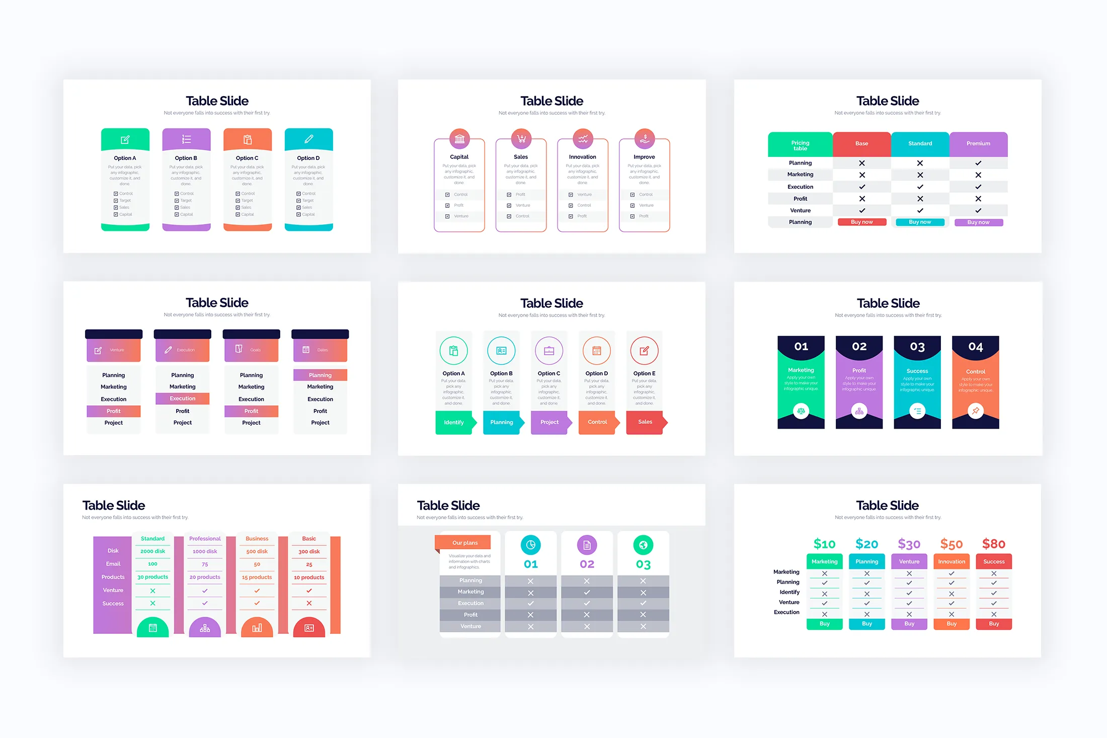 Table Slide Powerpoint Infographics