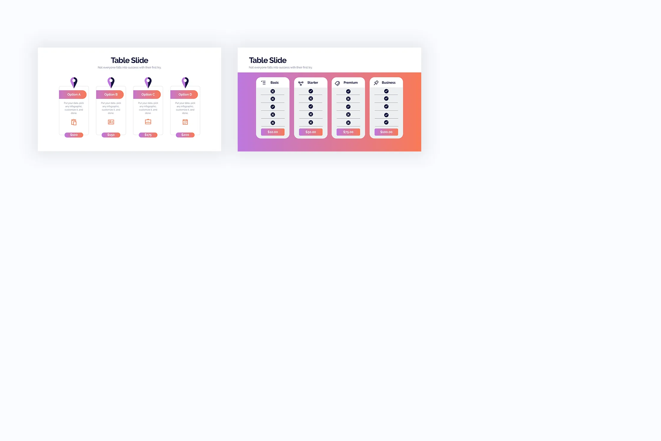 Table Slide Powerpoint Infographics