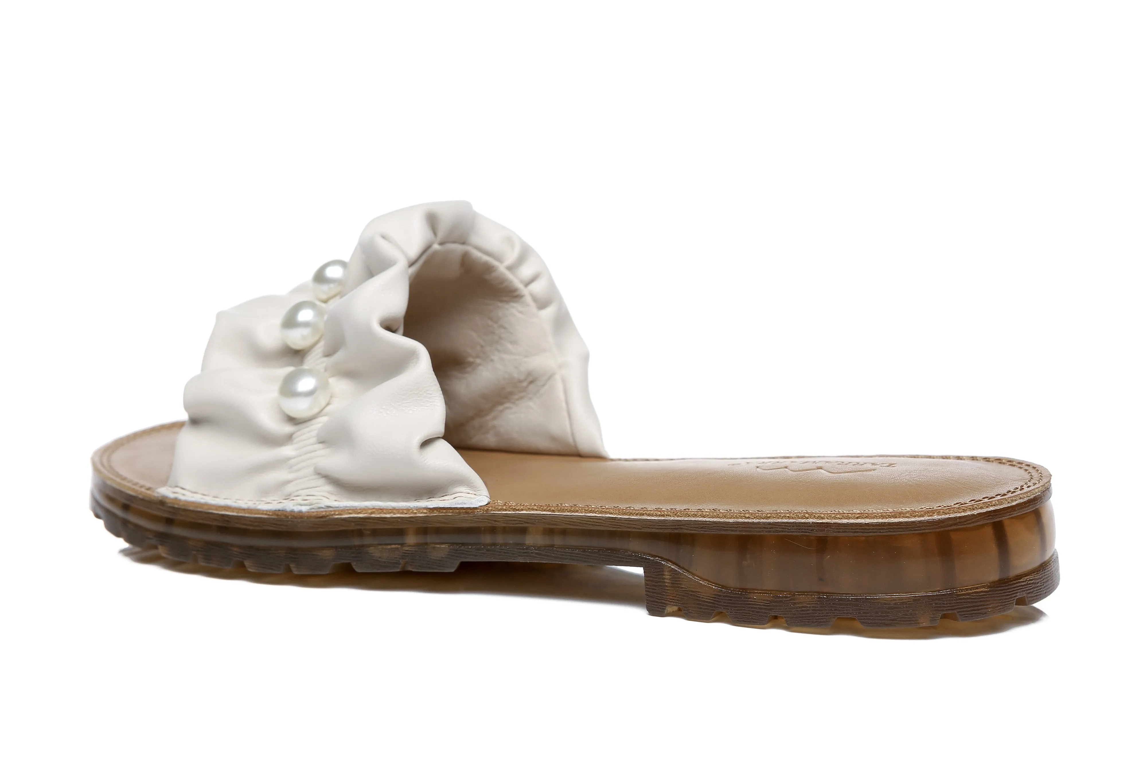 TARRAMARRA® Women Linita Leather Flat Slides With Pearls