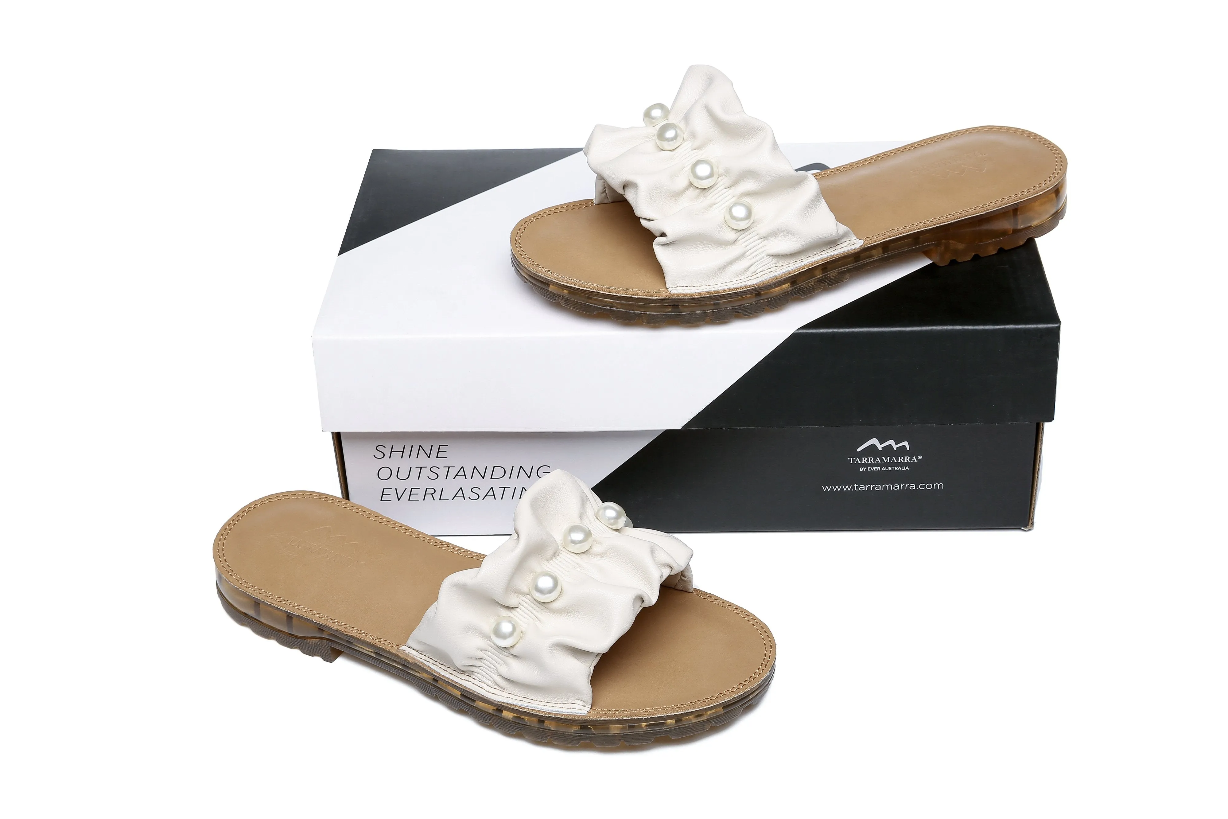 TARRAMARRA® Women Linita Leather Flat Slides With Pearls