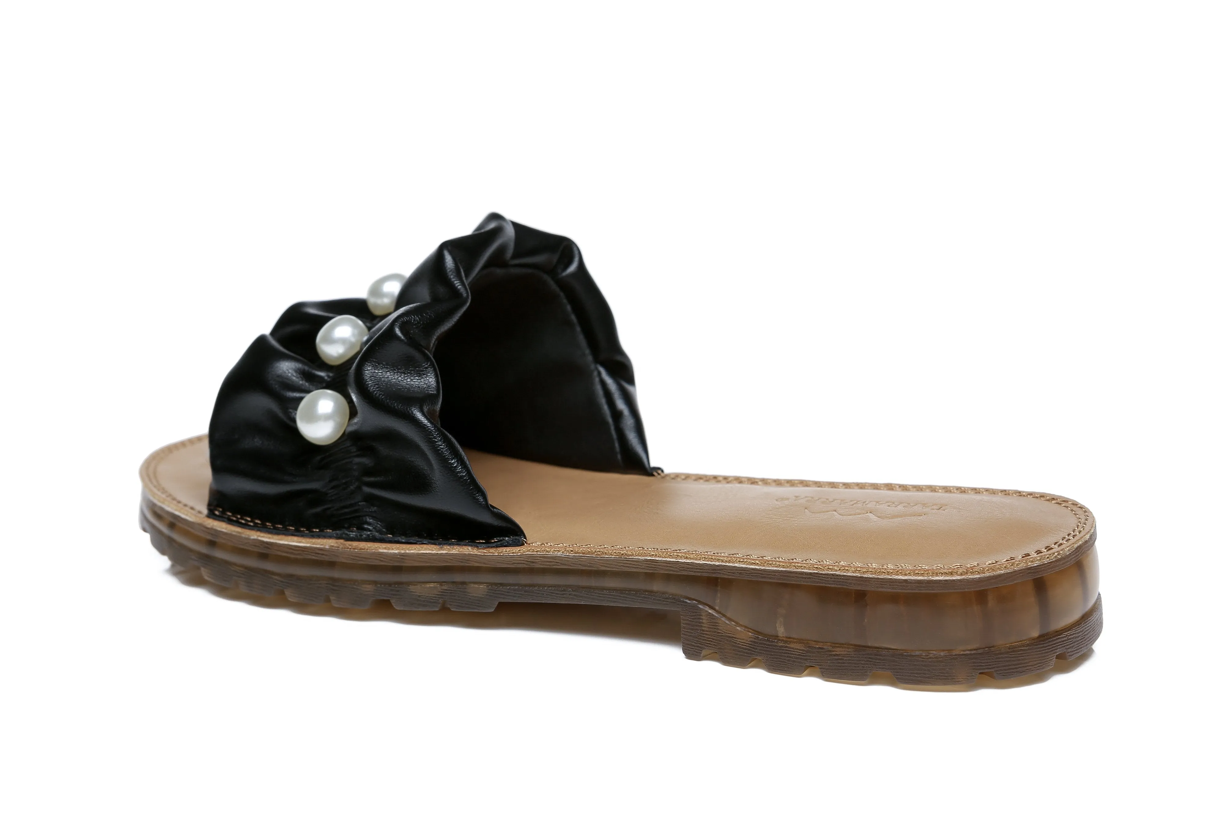 TARRAMARRA® Women Linita Leather Flat Slides With Pearls