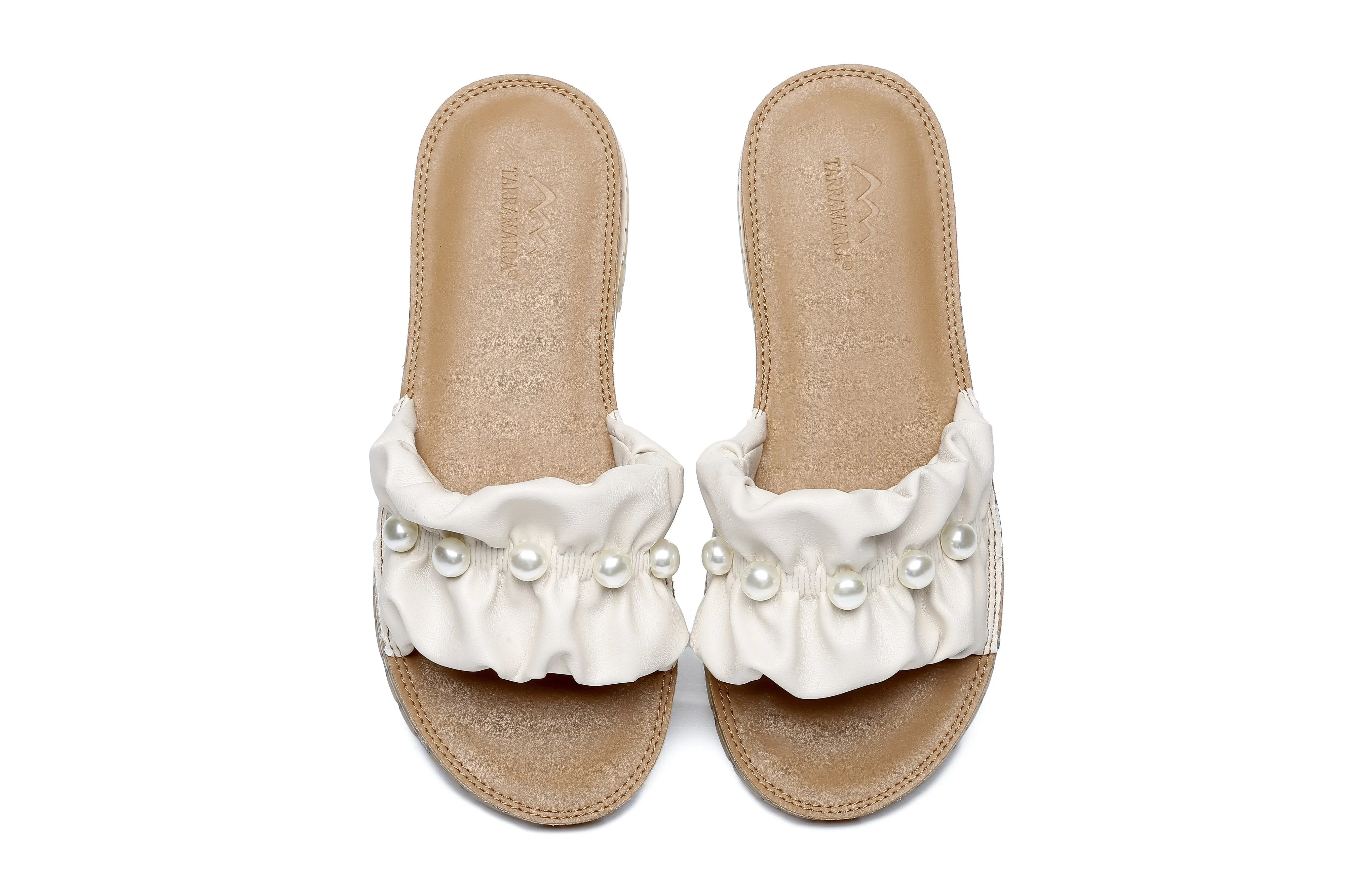 TARRAMARRA® Women Linita Leather Flat Slides With Pearls