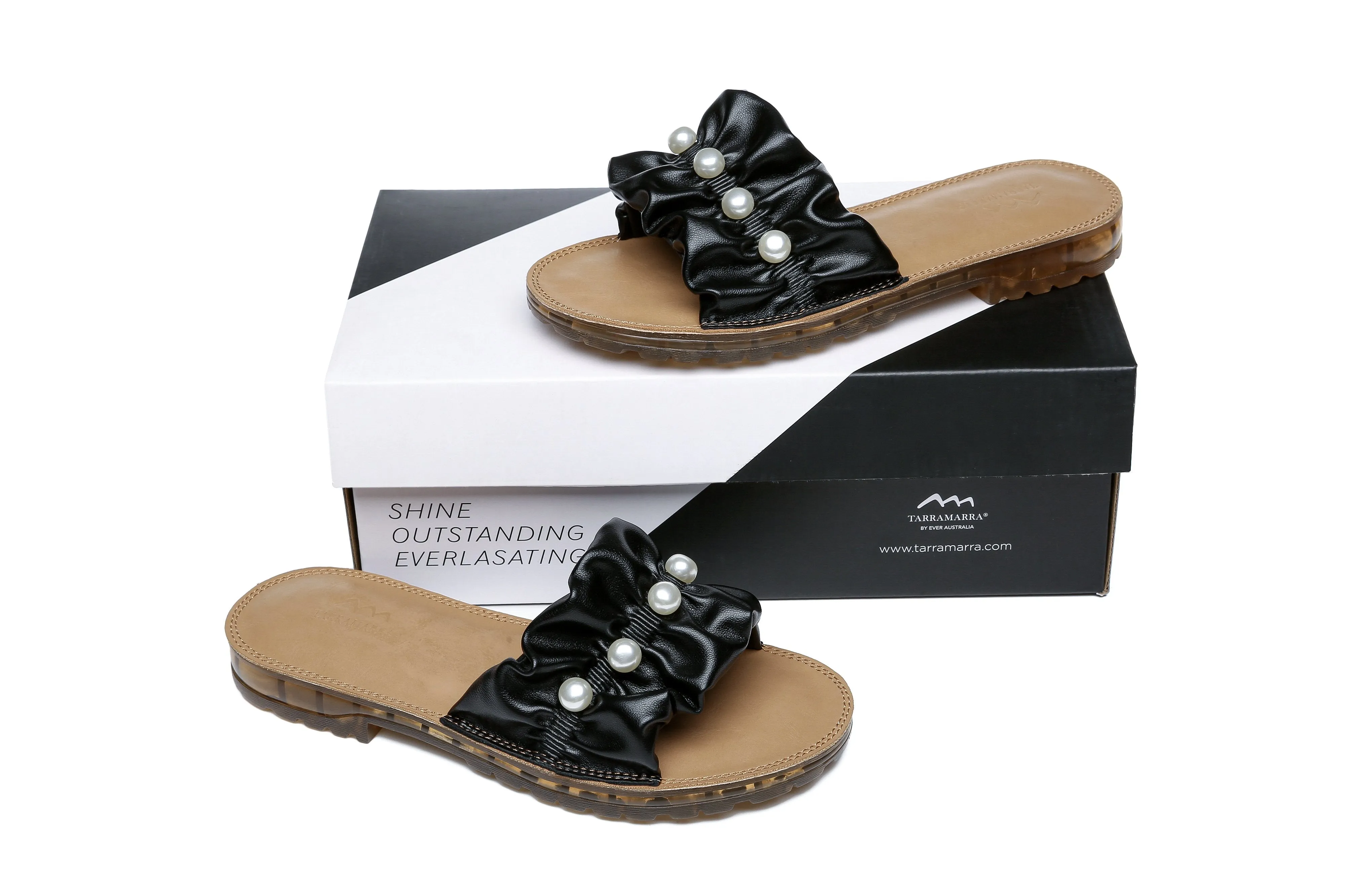 TARRAMARRA® Women Linita Leather Flat Slides With Pearls