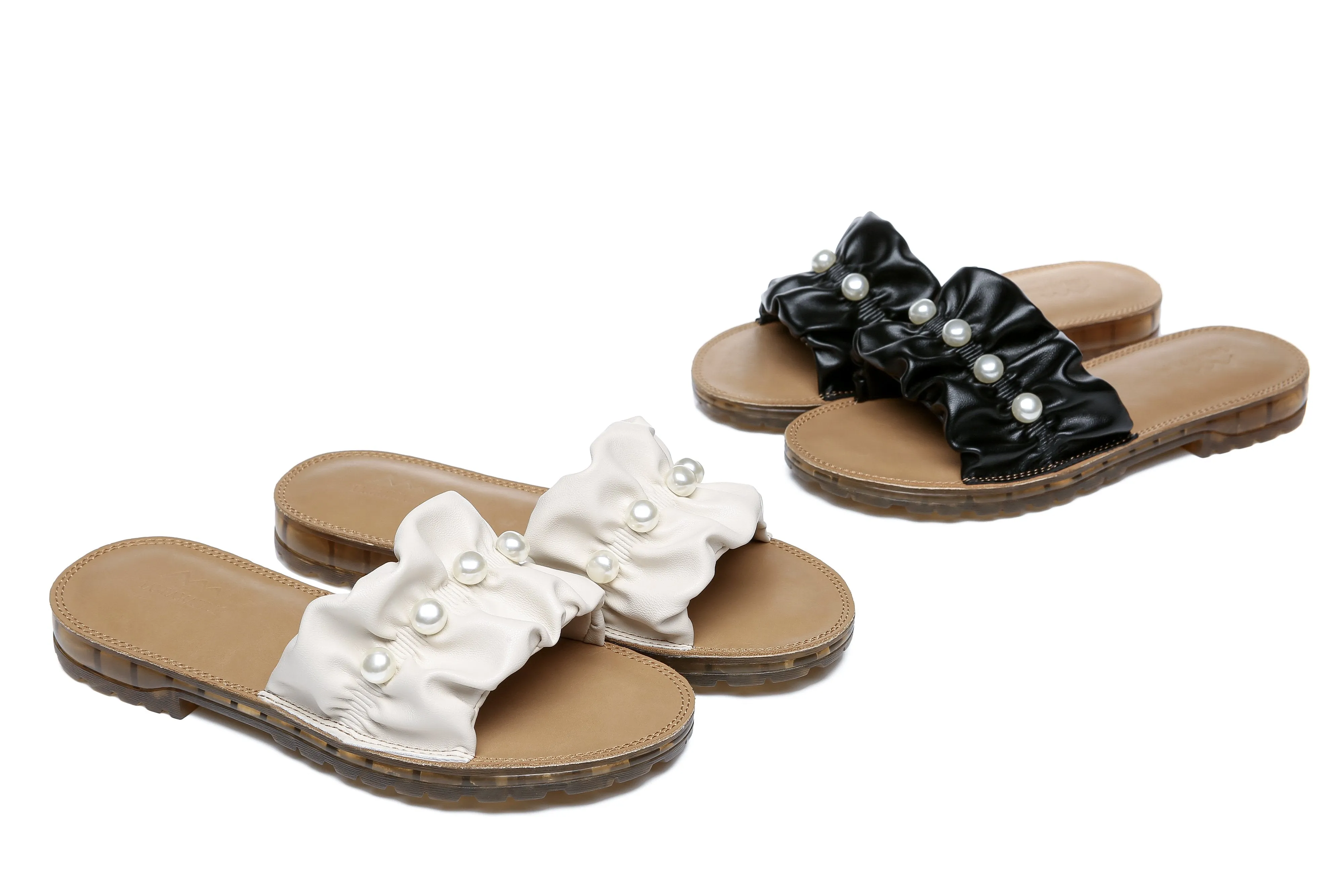 TARRAMARRA® Women Linita Leather Flat Slides With Pearls