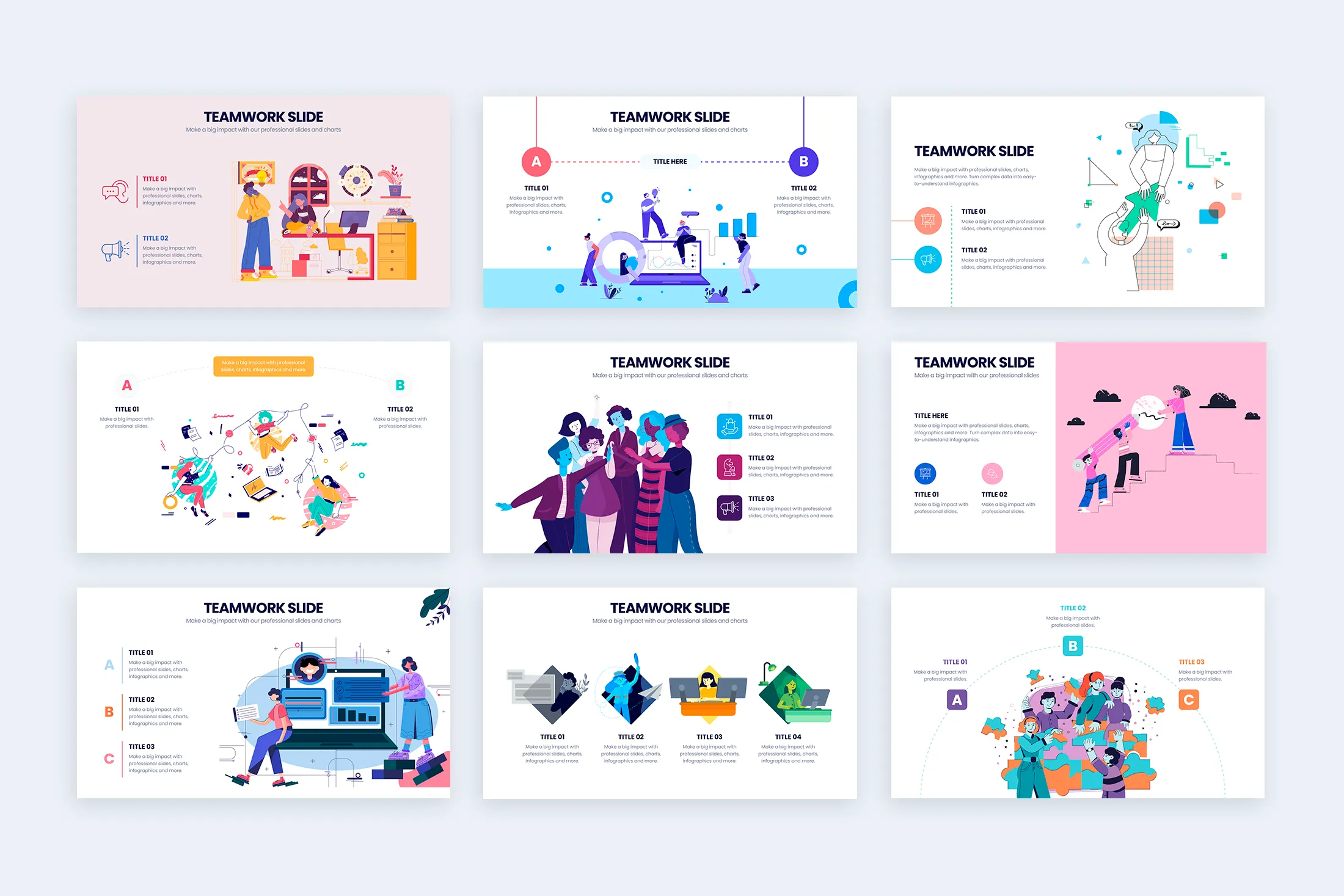 Teamwork Slides Illustrator Infographic Template
