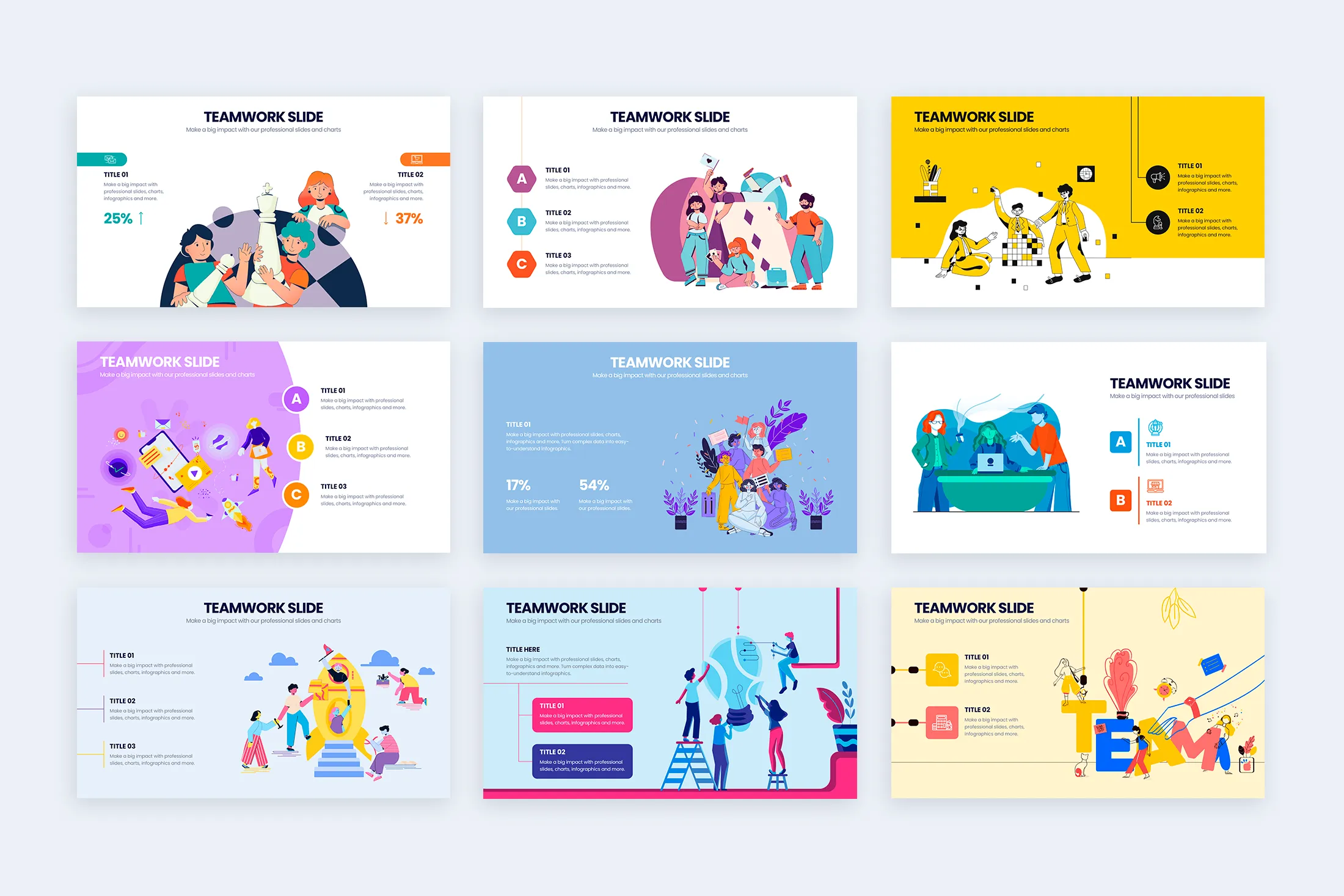 Teamwork Slides Illustrator Infographic Template