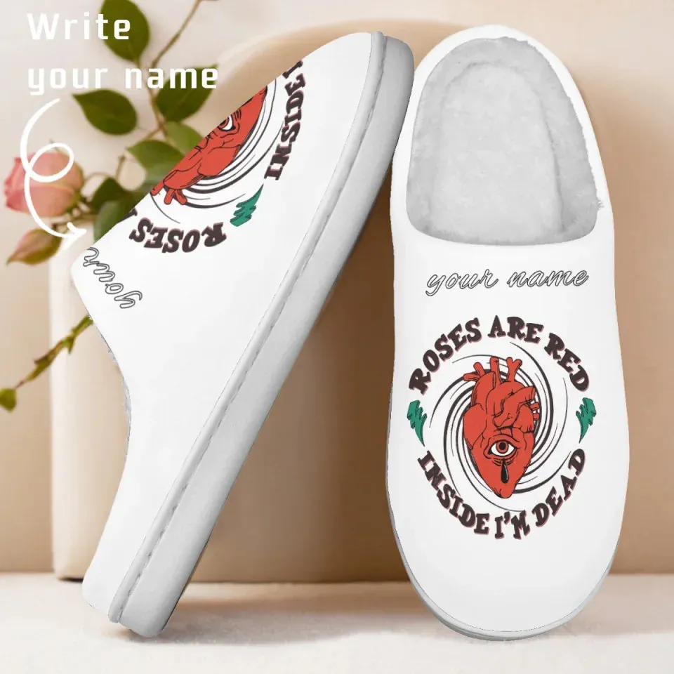 Unique Gift,Personalized Warm Love Fur Slippers, Custom Romantic Bliss Fur Slippers,Perfect Valentine隆炉s Day Surprise