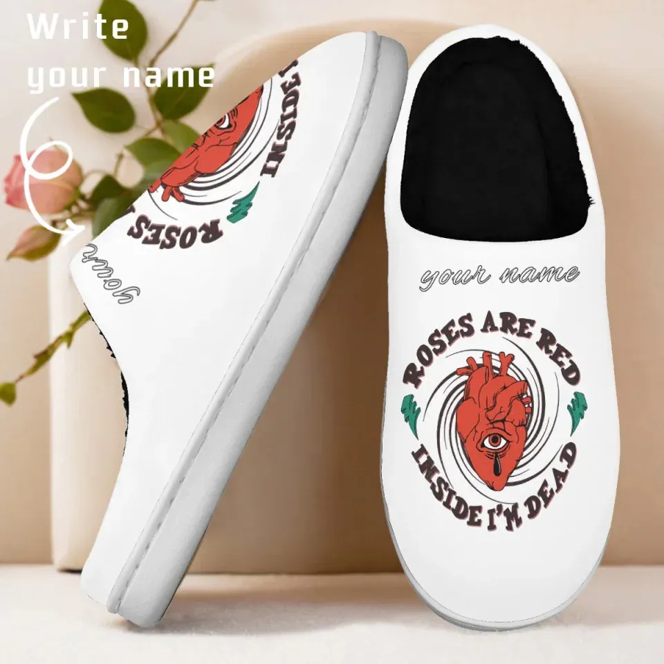 Unique Gift,Personalized Warm Love Fur Slippers, Custom Romantic Bliss Fur Slippers,Perfect Valentine隆炉s Day Surprise