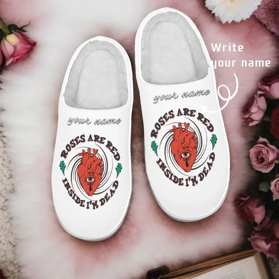 Unique Gift,Personalized Warm Love Fur Slippers, Custom Romantic Bliss Fur Slippers,Perfect Valentine隆炉s Day Surprise