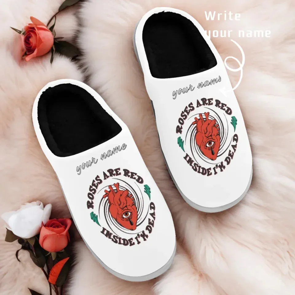 Unique Gift,Personalized Warm Love Fur Slippers, Custom Romantic Bliss Fur Slippers,Perfect Valentine隆炉s Day Surprise