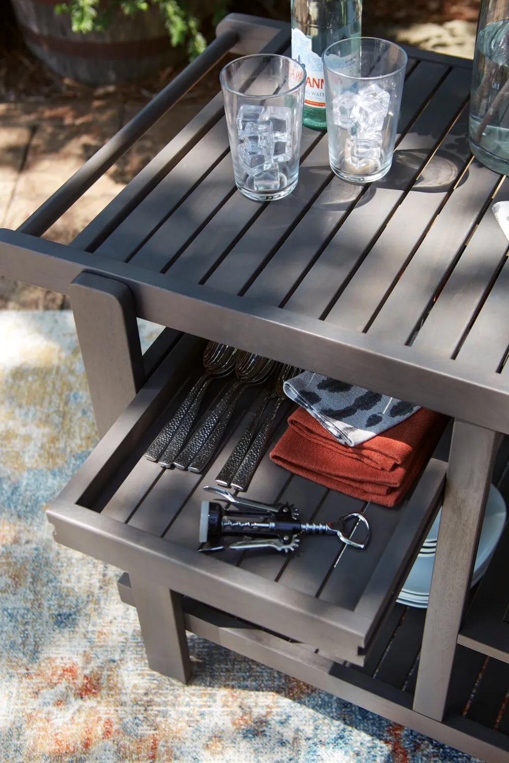 Victoria Patio Bar Cart - Grey