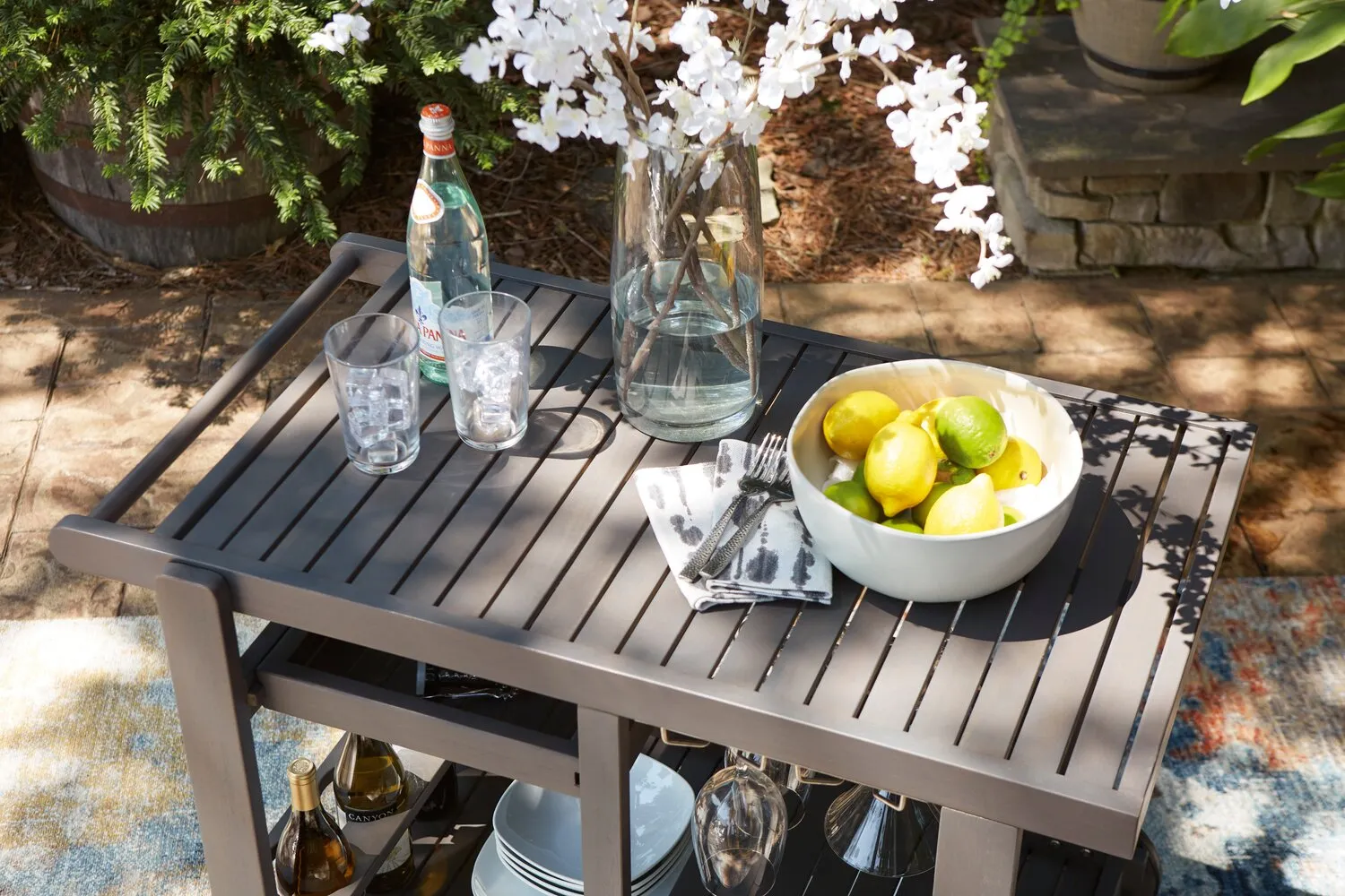 Victoria Patio Bar Cart - Grey
