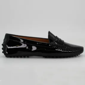 Women's Genuine Leather Vernice Driver Shoe in Nero Black (COND0402)