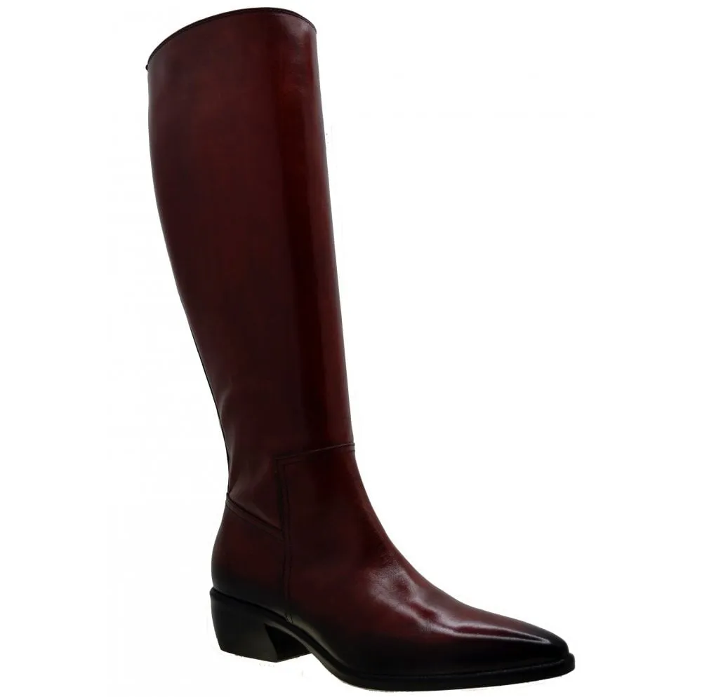 Women's Italian Shoes Jo Ghost 3114 Red Leather Knee High Boots available sizes 36 37