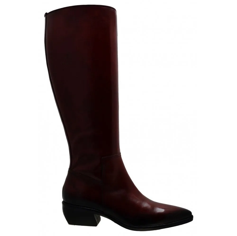 Women's Italian Shoes Jo Ghost 3114 Red Leather Knee High Boots available sizes 36 37