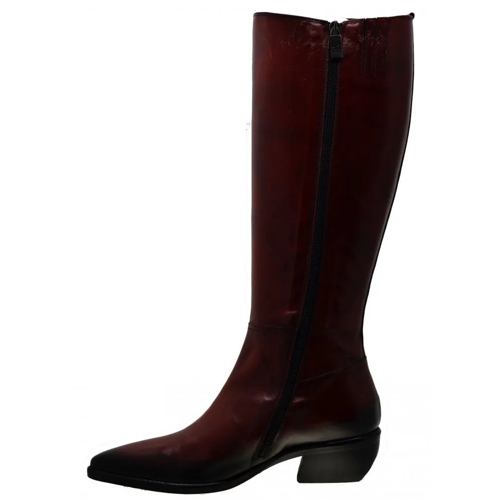 Women's Italian Shoes Jo Ghost 3114 Red Leather Knee High Boots available sizes 36 37