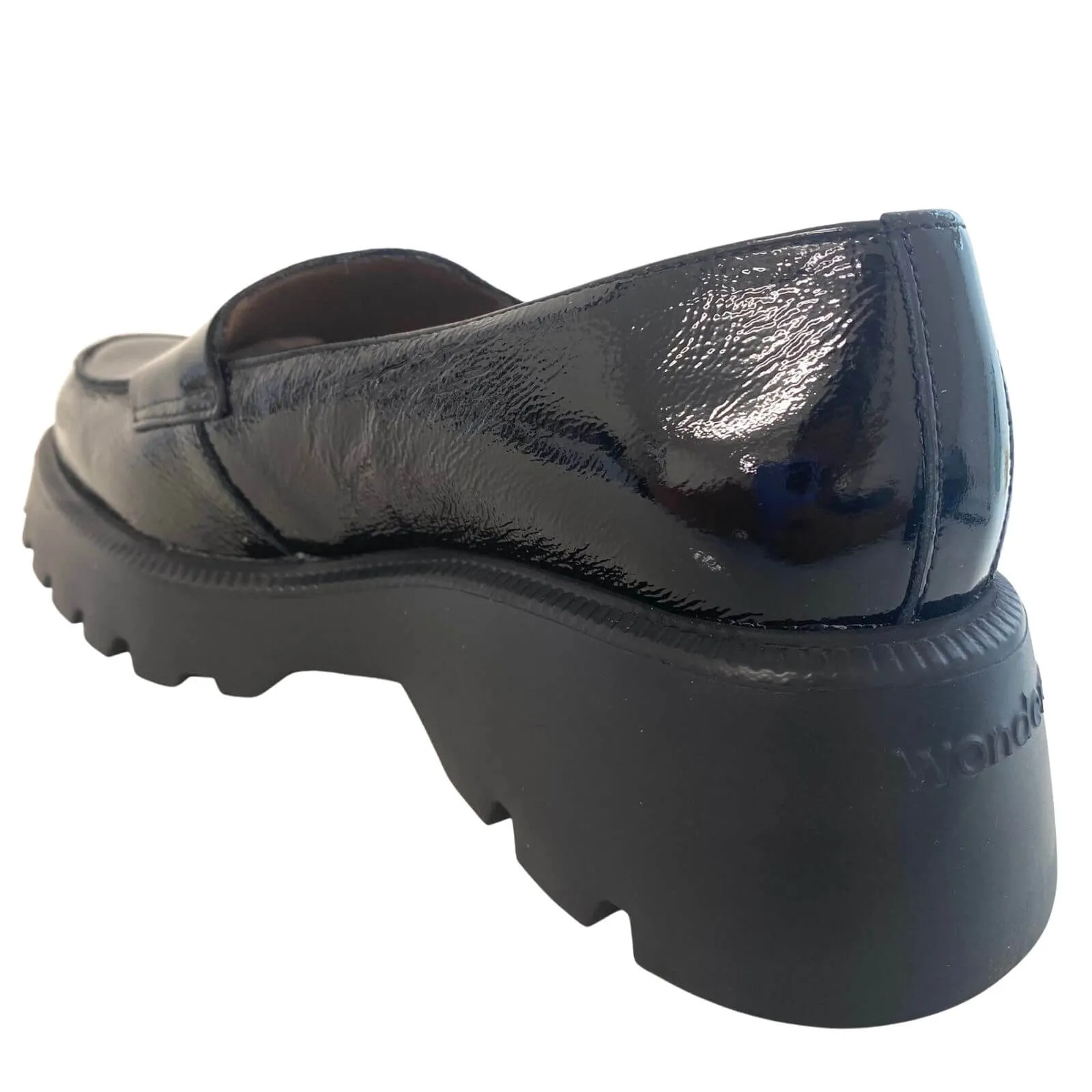 Wonders Black Patent Leather Chunky Loafers